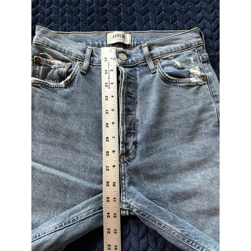 AGOLDE Women's Blue Denim Distressed Jean Ankle Button‎ Fly Size 25